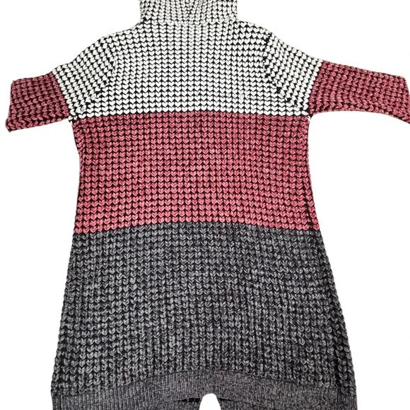 NWT Oliver.O Chenille Knit Hooded Cardigan Sweater Hearts Gray Pink White Sz M - Picture 6 of 9